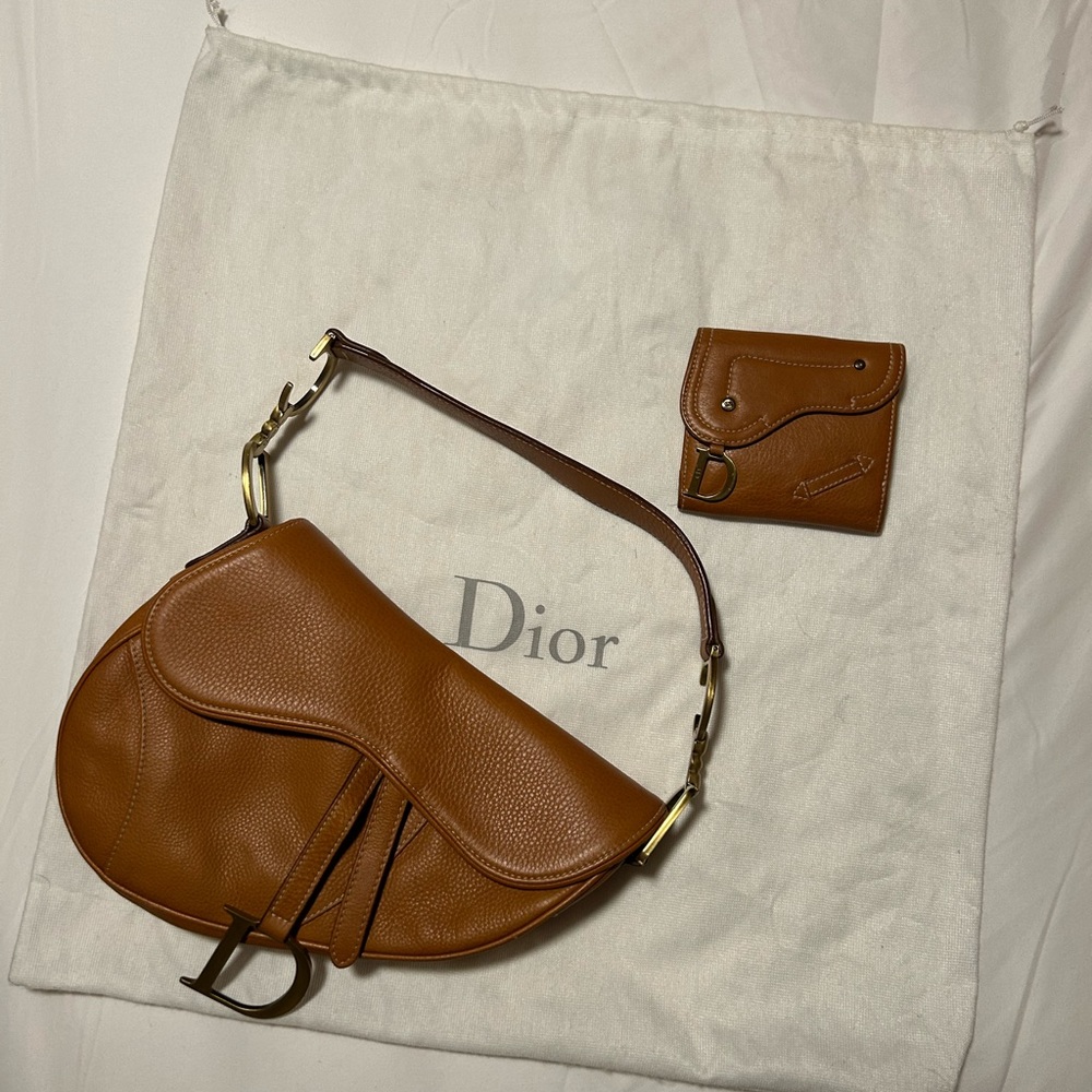 Dior saddlebag purse with matching wallet